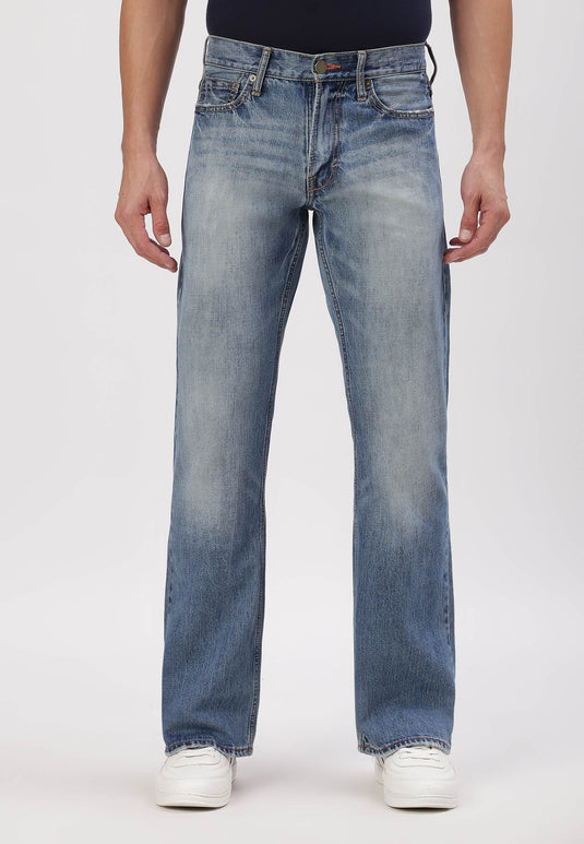 Mid Indigo Mid Rise Straight Jeans