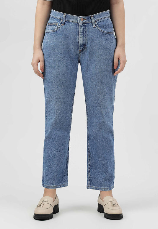 Light Indigo High Rise Straight Jeans