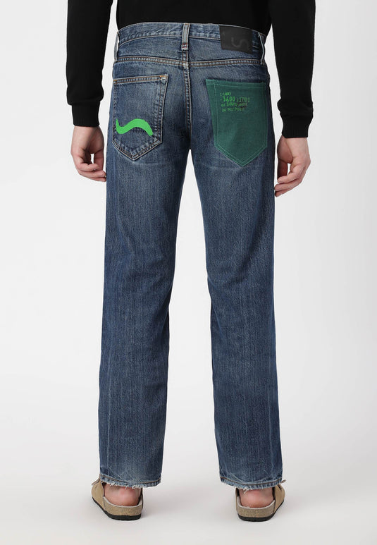 Dark Indigo Mid Rise Straight Jeans