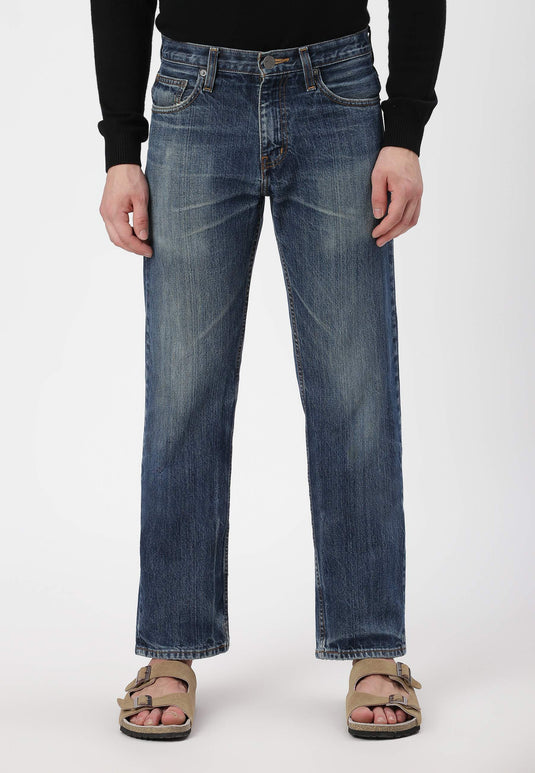 Dark Indigo Mid Rise Straight Jeans