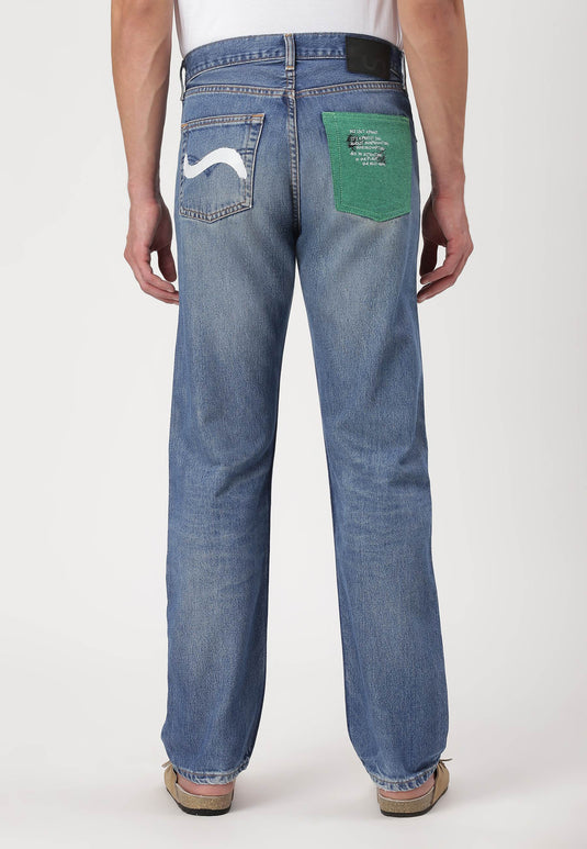 Mid Indigo High Rise Straight Jeans