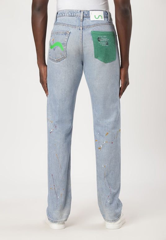 Light Indigo High Rise Straight Jeans