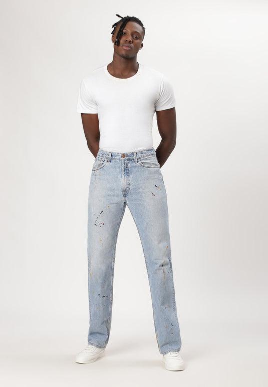 Light Indigo High Rise Straight Jeans