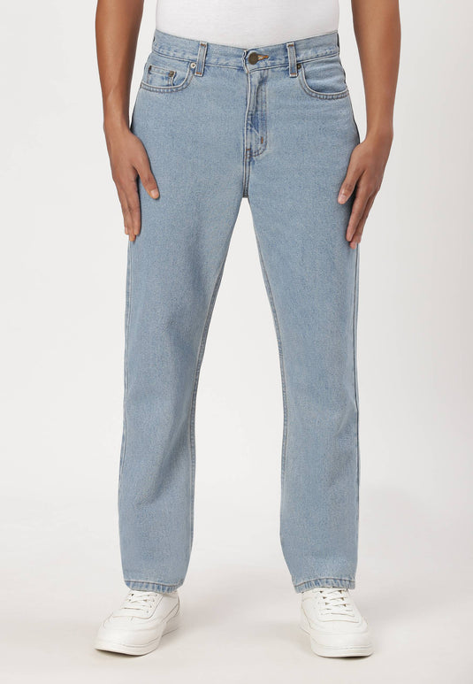 Mid Indigo Mid Rise Straight Jeans