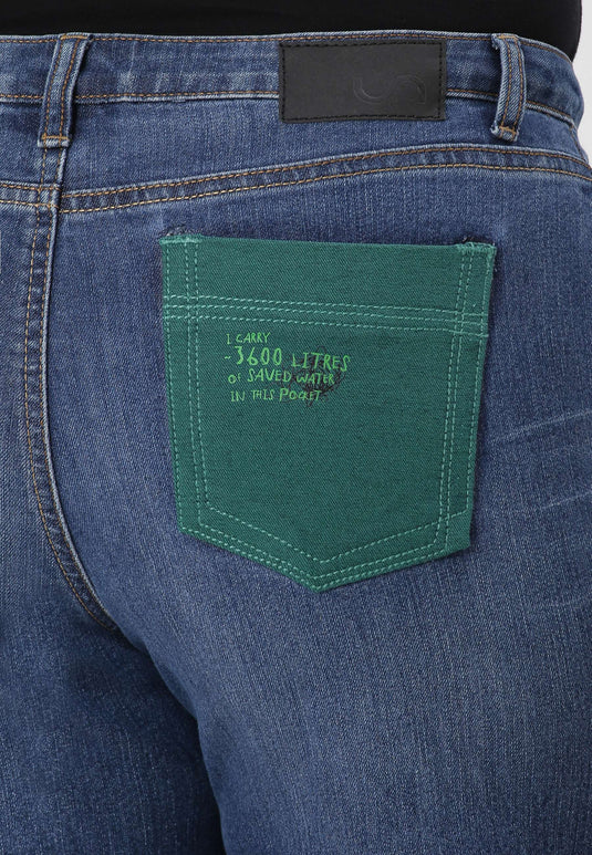 Dark Indigo Mid Rise Straight Denim Shorts