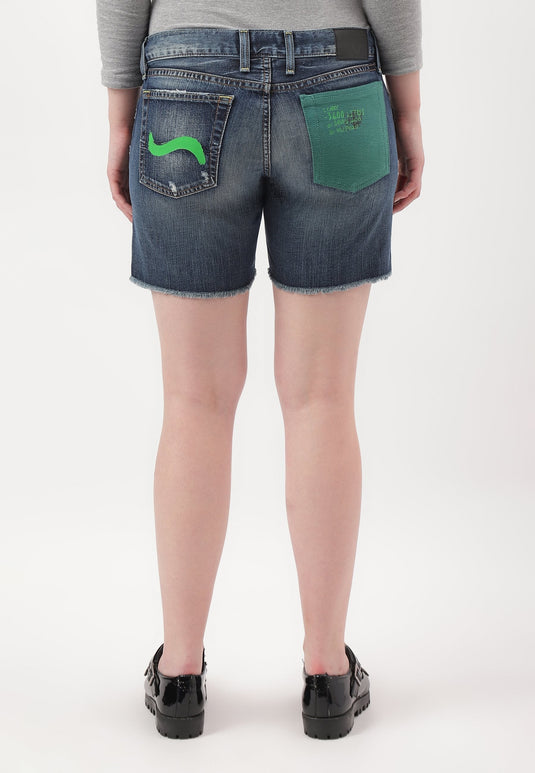 Dark Indigo Low Rise Straight Denim Shorts