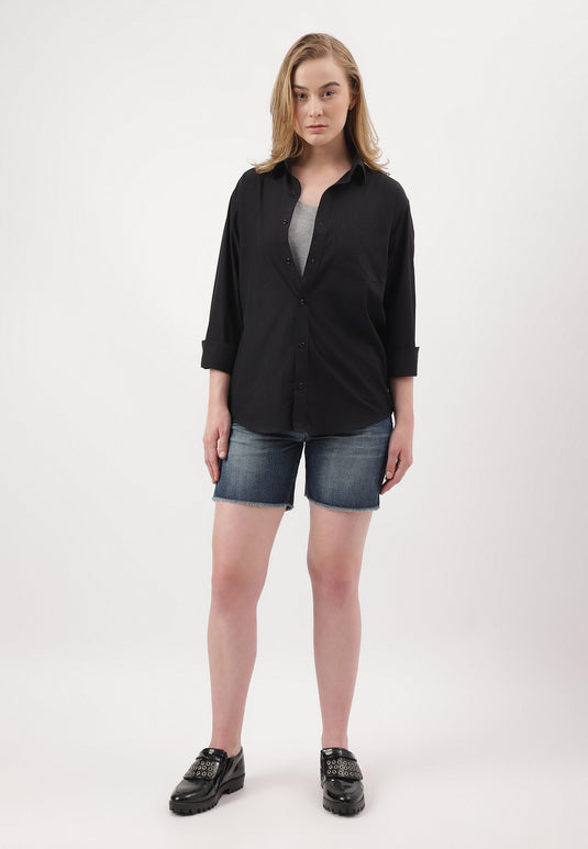 Dark Indigo Low Rise Straight Denim Shorts