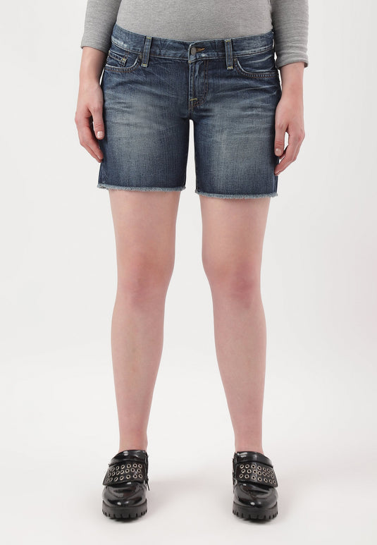 Dark Indigo Low Rise Straight Denim Shorts