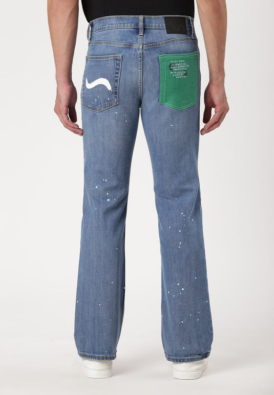 Mid Indigo Mid Rise Straight Jeans
