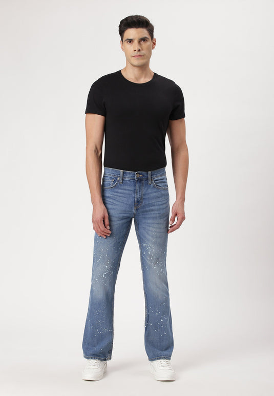 Mid Indigo Mid Rise Straight Jeans