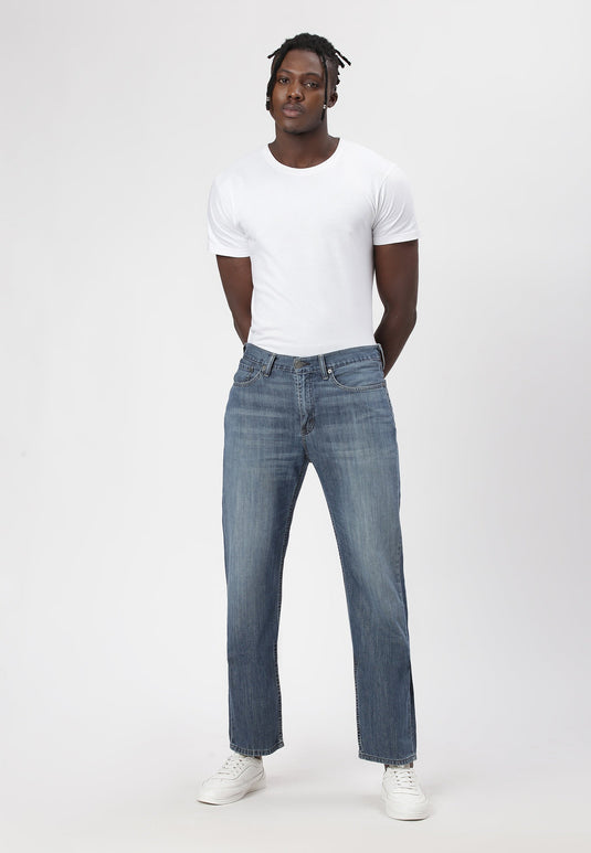 Dark Indigo Mid Rise Straight Jeans