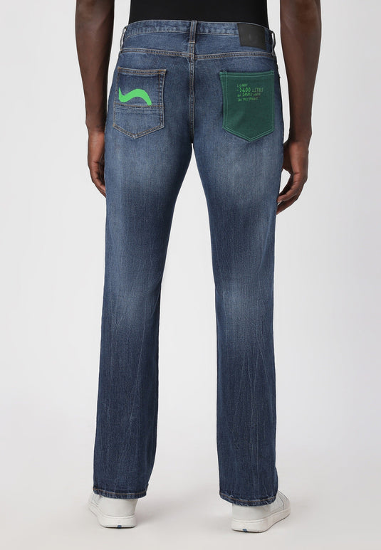 Dark Indigo Mid Rise Straight Jeans