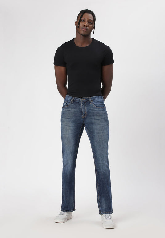 Dark Indigo Mid Rise Straight Jeans