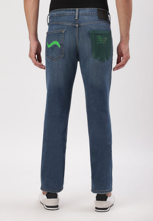 Dark Indigo Mid Rise Straight Jeans