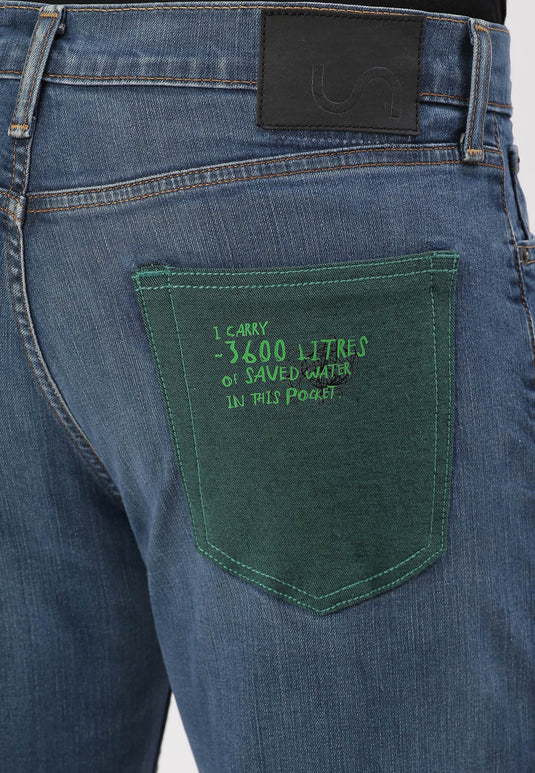 Dark Indigo Mid Rise Straight Jeans