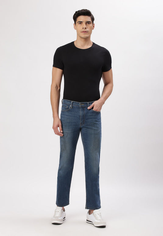 Dark Indigo Mid Rise Straight Jeans