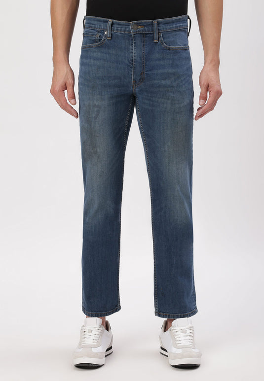 Dark Indigo Mid Rise Straight Jeans