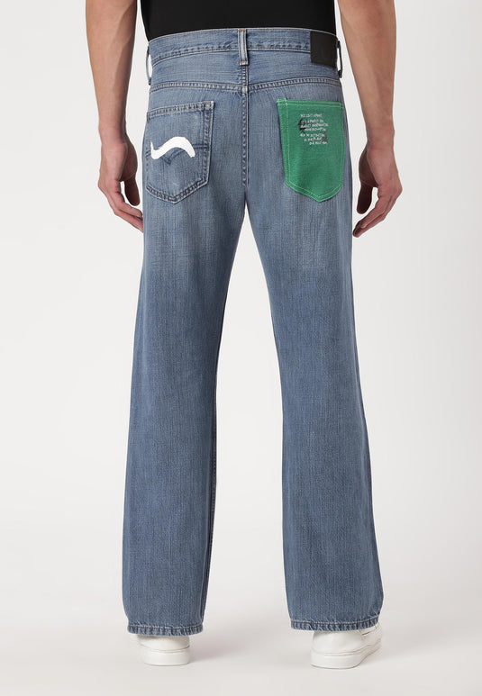 Mid Indigo High Rise Straight Jeans