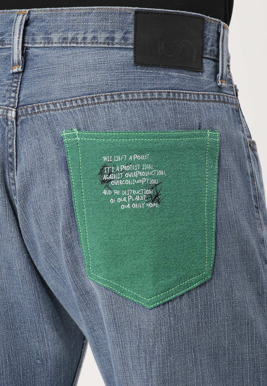Mid Indigo High Rise Straight Jeans
