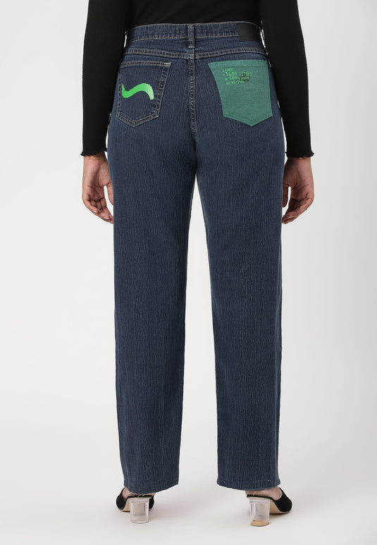 Dark Indigo High Rise Straight Jeans