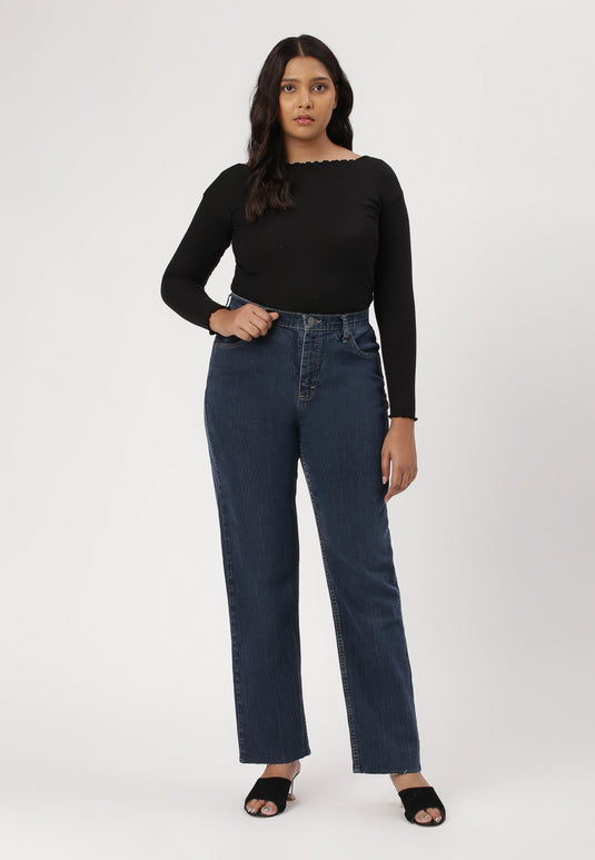 Dark Indigo High Rise Straight Jeans