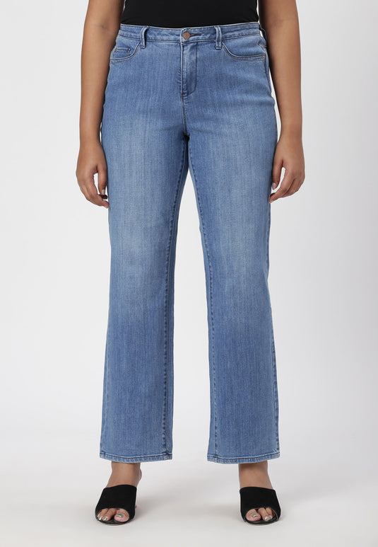 Light Indigo High Rise Straight Jeans