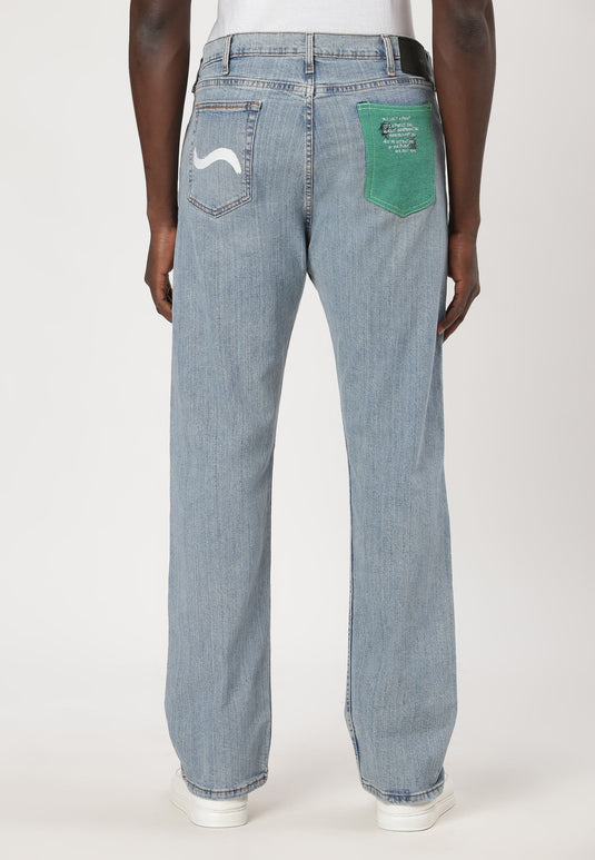 Mid Indigo High Rise Straight Jeans