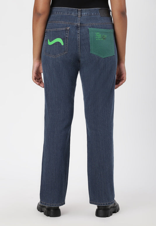 Dark Indigo High Rise Straight Jeans