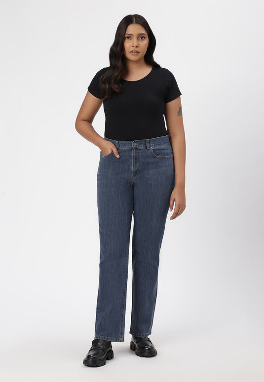 Dark Indigo High Rise Straight Jeans