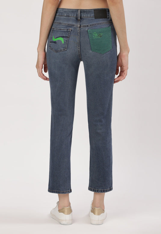 Dark Indigo Low Rise Straight Jeans