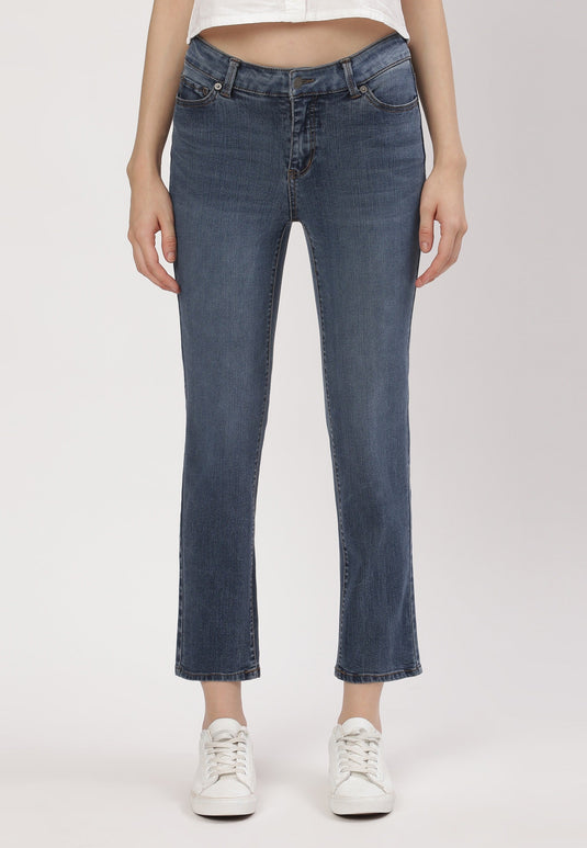 Dark Indigo Low Rise Straight Jeans