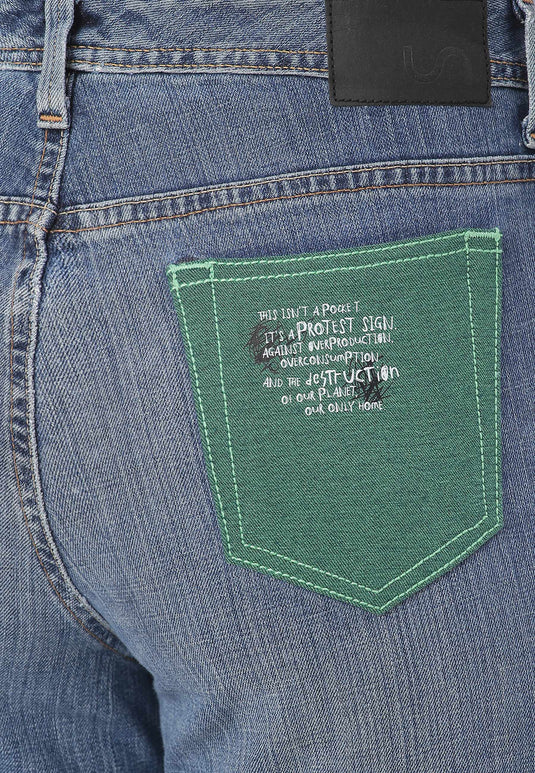 Mid Indigo Mid Rise Straight Jeans