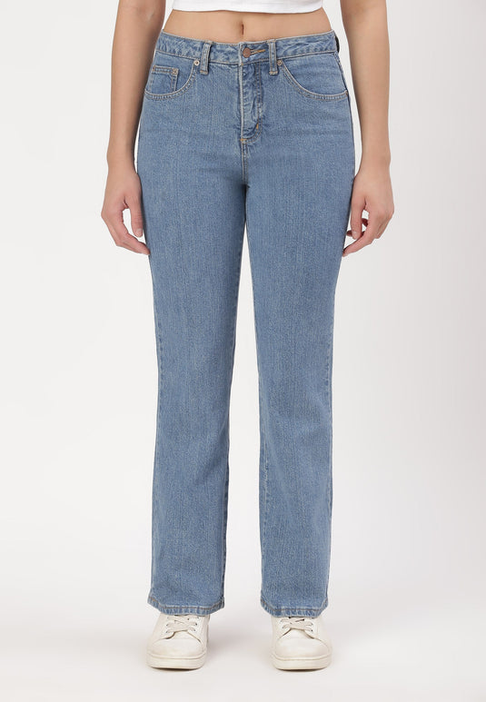 Light Indigo High Rise Straight Jeans