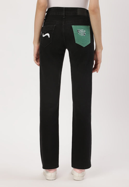 Black Low Rise Straight Jeans