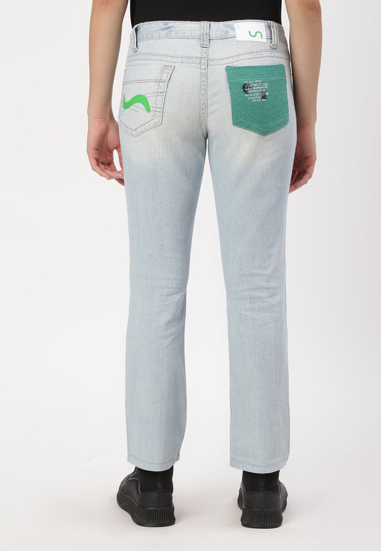 Light Indigo Low Rise Straight Jeans