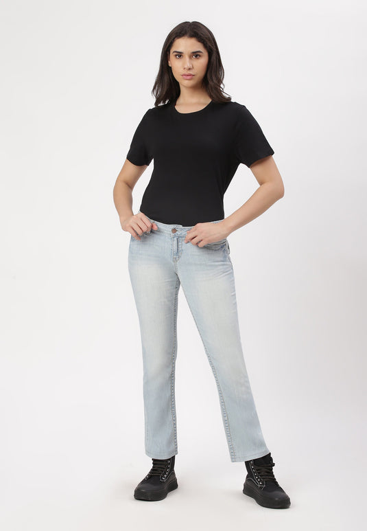 Light Indigo Low Rise Straight Jeans