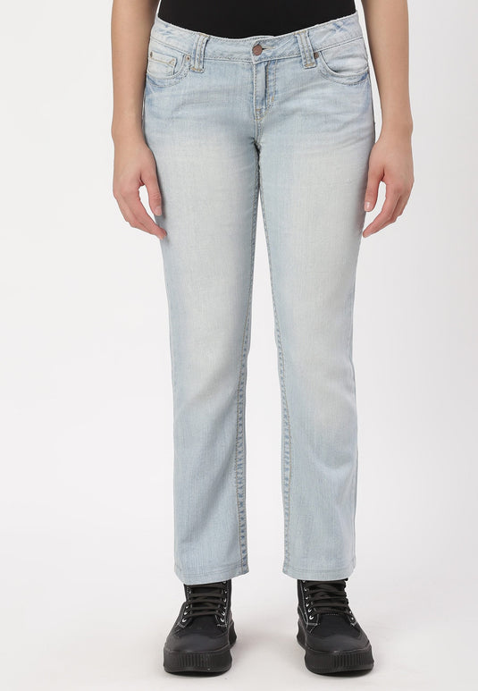 Light Indigo Low Rise Straight Jeans