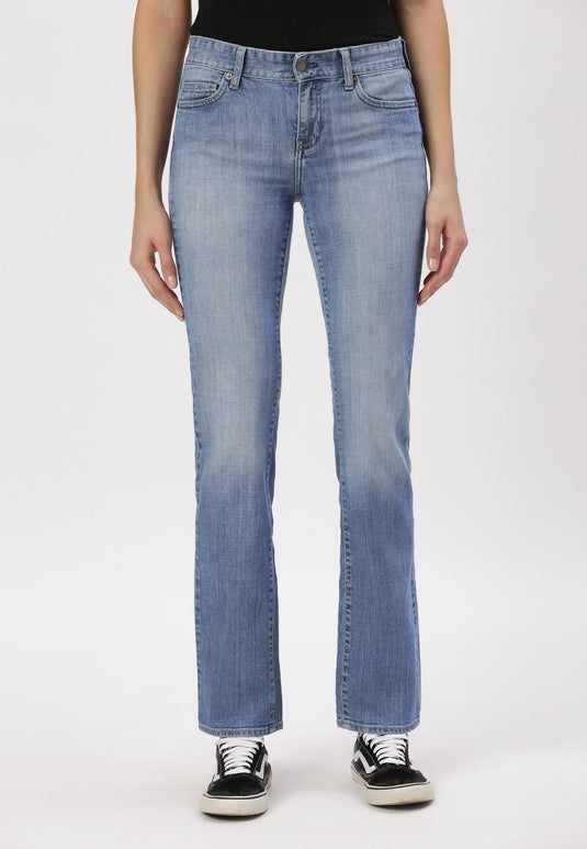 Mid Indigo Low Rise Straight Jeans