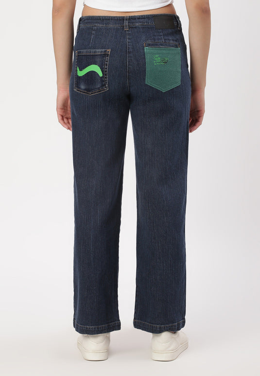 Dark Indigo Mid Rise Straight Jeans