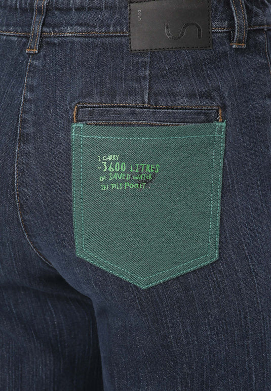 Dark Indigo Mid Rise Straight Jeans