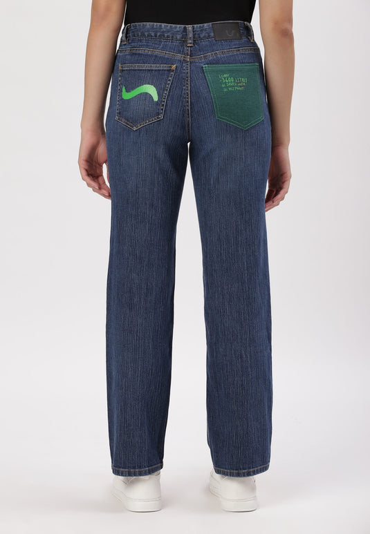 Dark Indigo High Rise Straight Jeans