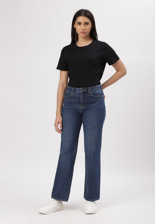 Dark Indigo High Rise Straight Jeans