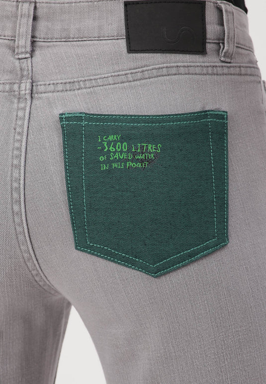 Grey Low Rise Straight Jeans