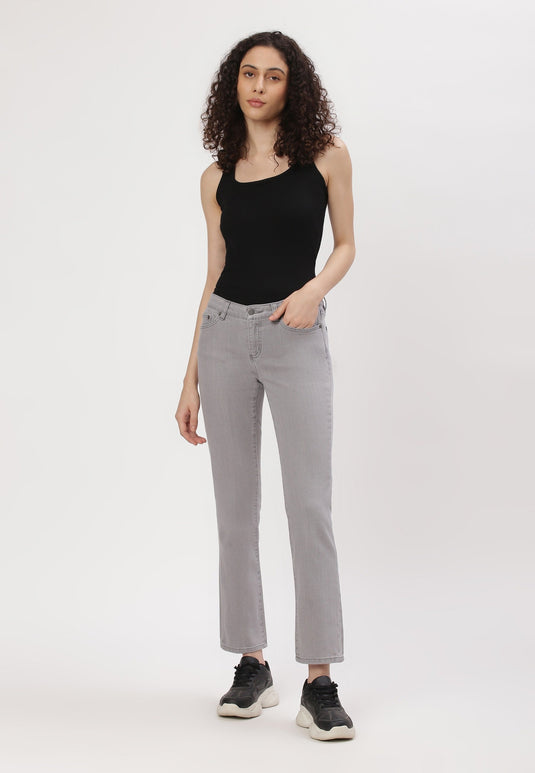 Grey Low Rise Straight Jeans
