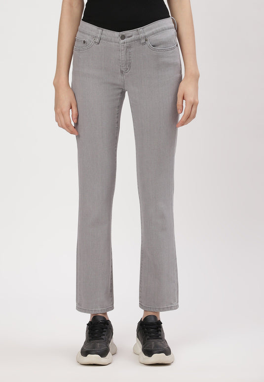 Grey Low Rise Straight Jeans