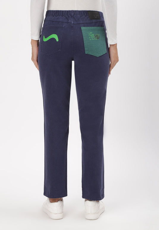 Dark Indigo Mid Rise Straight Jeans