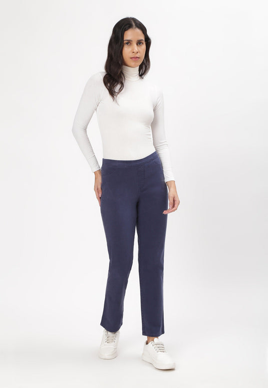 Dark Indigo Mid Rise Straight Jeans