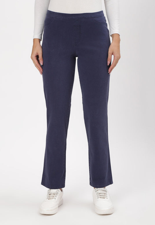 Dark Indigo Mid Rise Straight Jeans