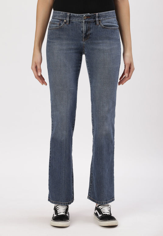 Mid Indigo Low Rise Straight Jeans