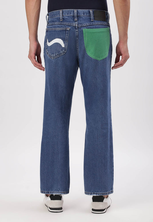 Mid Indigo High Rise Straight Jeans